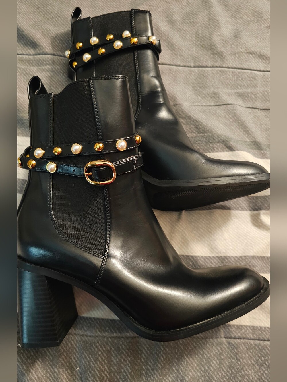 Zara Black Ankle Boots Size 38